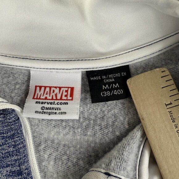 Marvel Captain America Shield Pullover Mens Medium Blue Quarter Zip Heathered - Picture 3 of 13